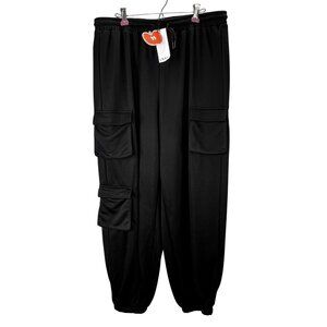 Cider Cargo Joggers Casual Pants size 1XL Women Black Elastic Waist Loose NWT